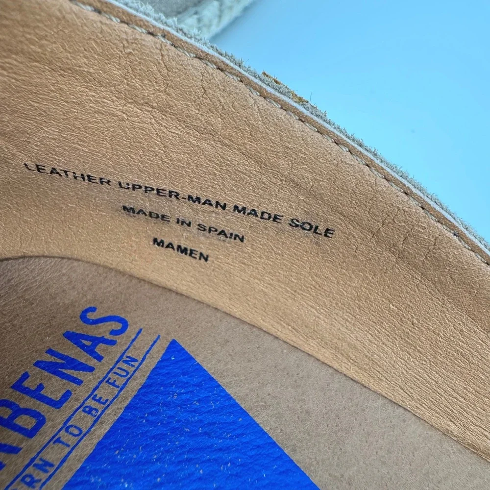 Verbenas Mamen Espadrille Wedge Women 40 Taupe Suede Leather Made in Spain